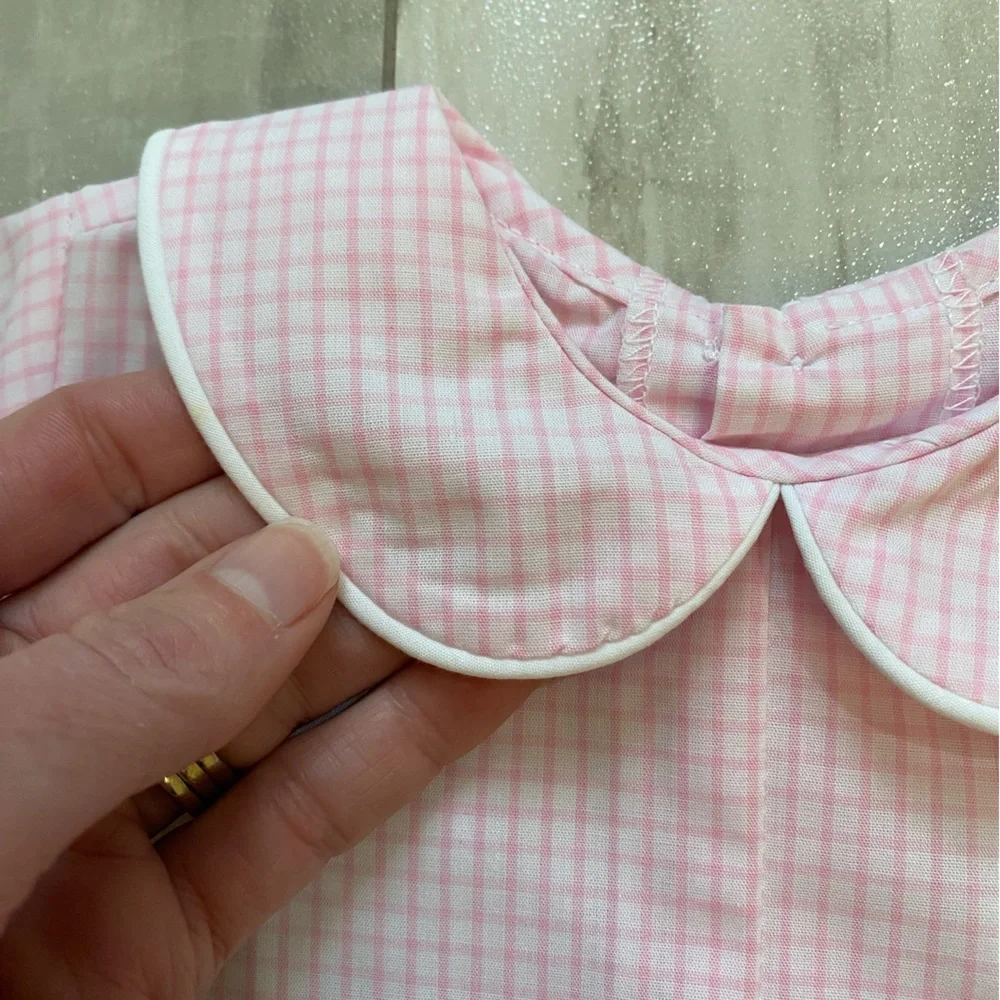 NWT Remember Nguyen Pastel Pink Windowpane William Shortall Romper boys 9M